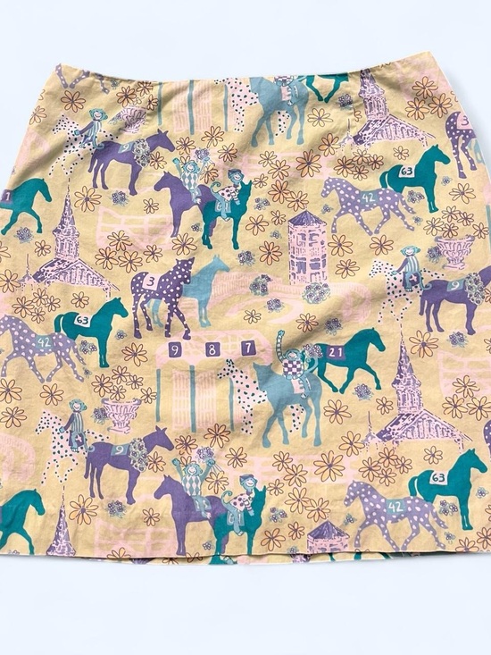 Lilly Pulitzer Dresses & Skirts - Rare Lilly Pulitzer Low Riders Mini Skirt with Teal, Purple & Blue Horse Print